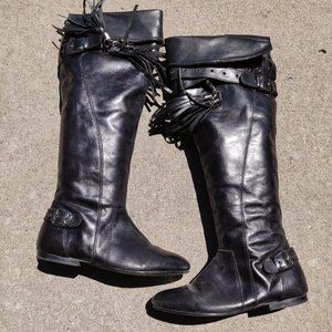 Knee High Black Leather Boots
